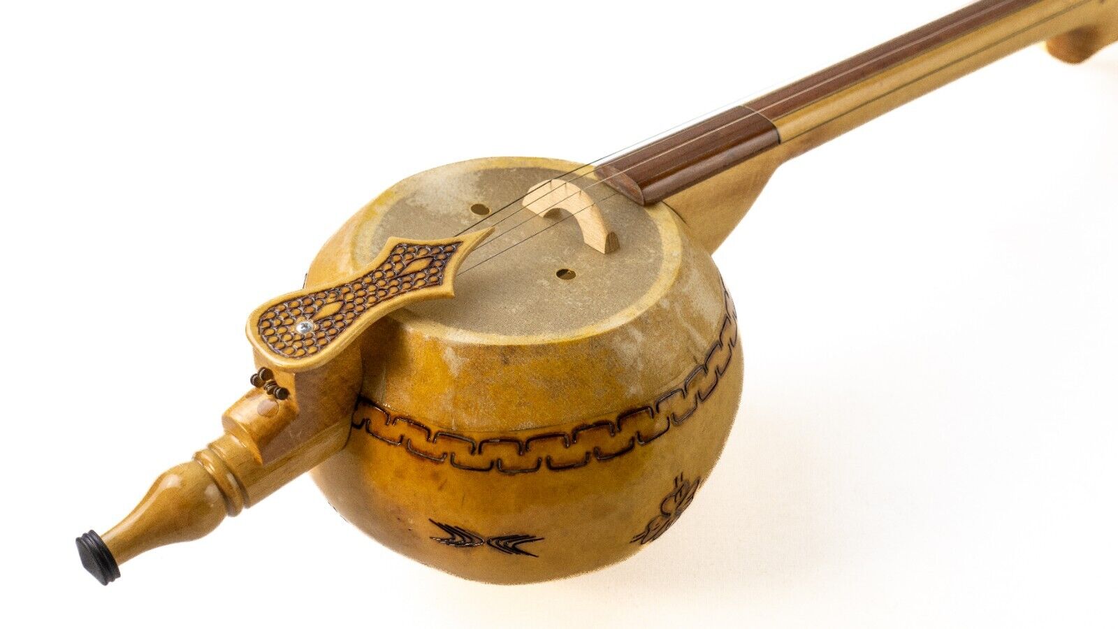 Pyrogravure Made Quality Gourd Kabak Kemane W/ A Bow - Bag