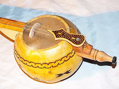 AMRA : TURKISH PYROGRAVURE MADE QUALITY  GOURD  KABAK KEMANE w/ A BOW - BAG !! - unosell music instruments