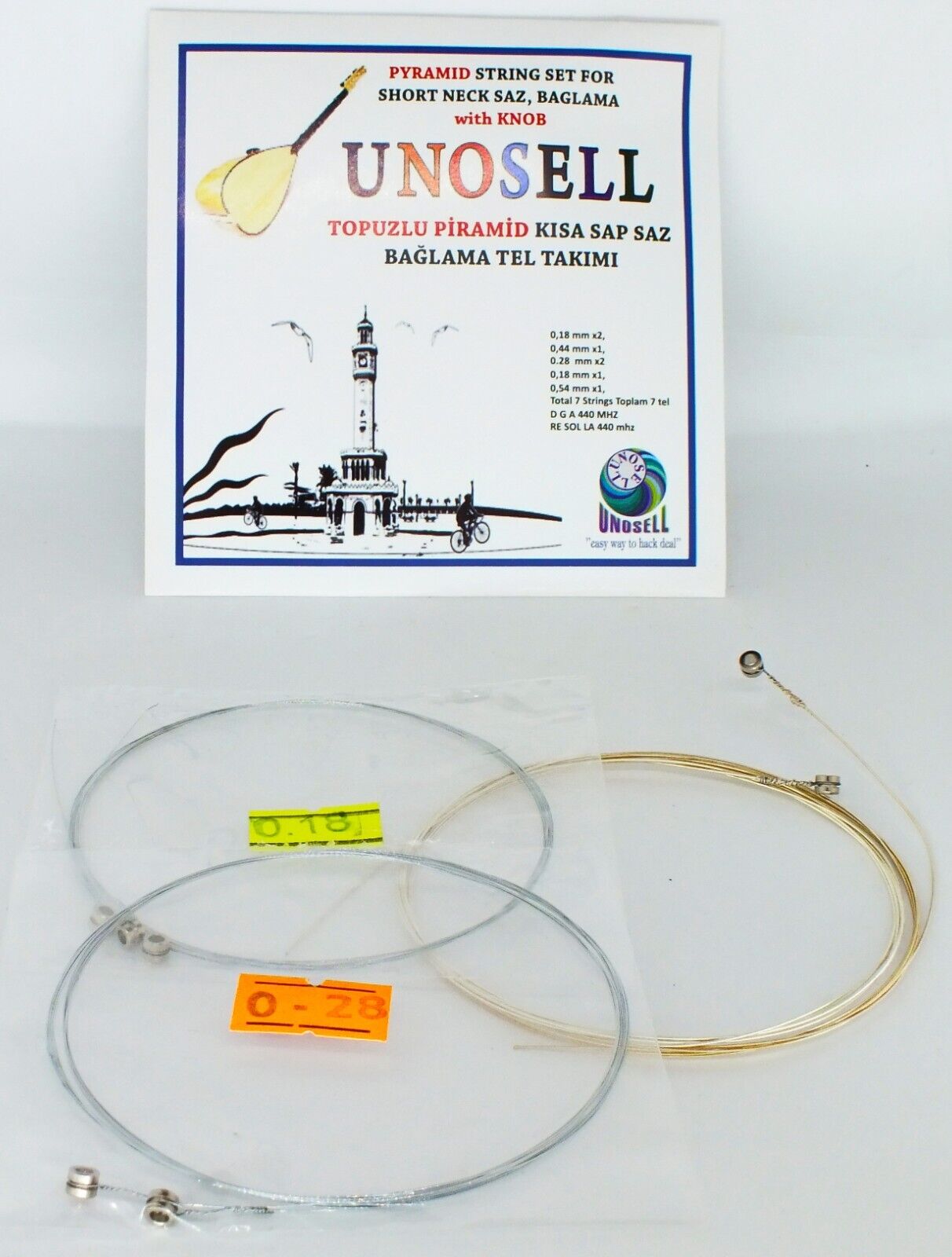 Pyramid String Set With Knob For Turkish String Instrument Short Neck Saz