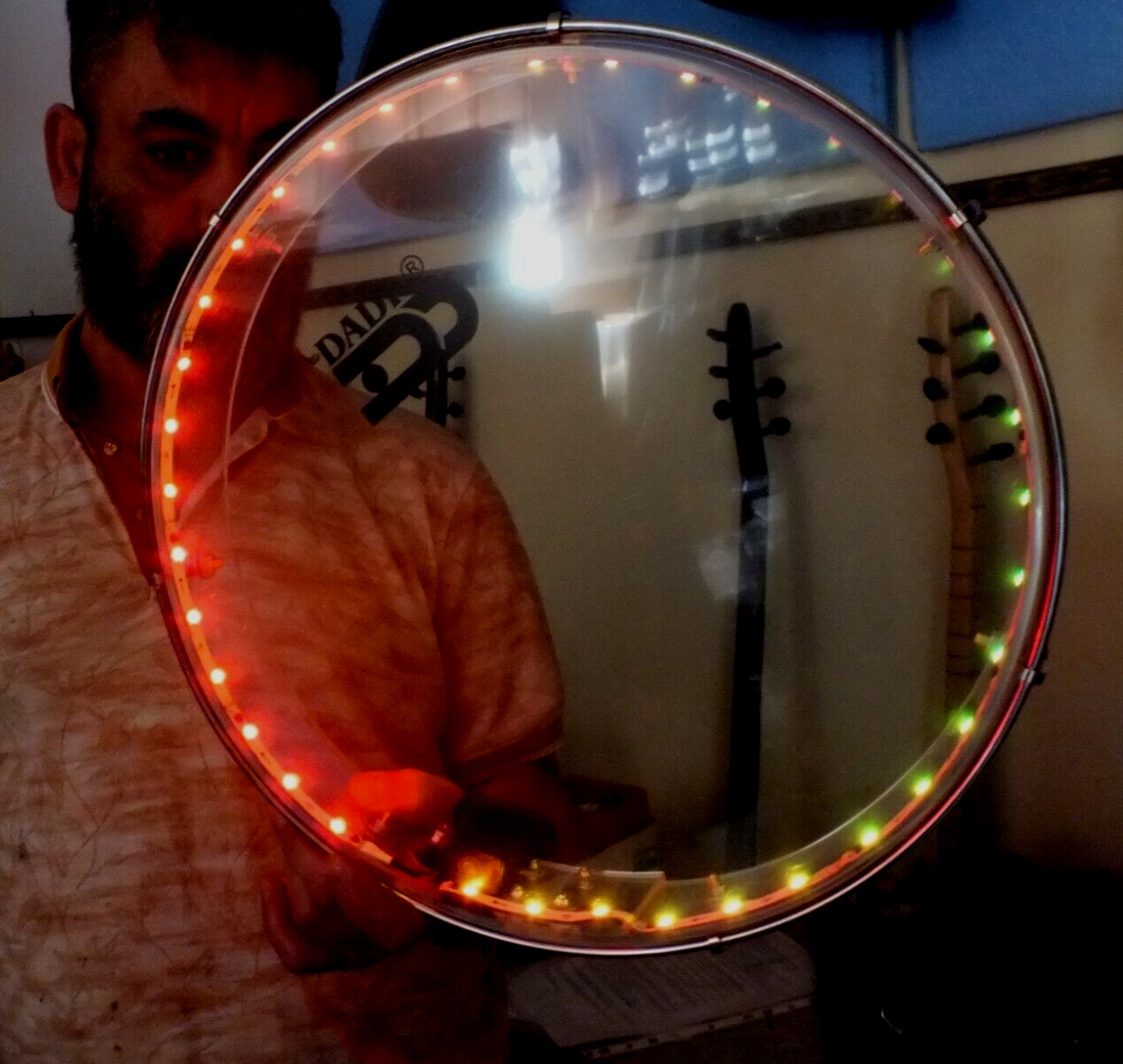 Plexie Glass Clear Frame Drum Bendir Percussion  with Light