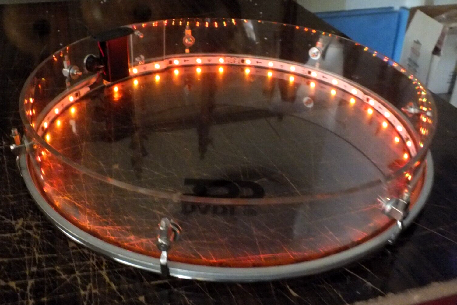 Plexie Glass Clear Frame Drum Bendir Percussion  with Light