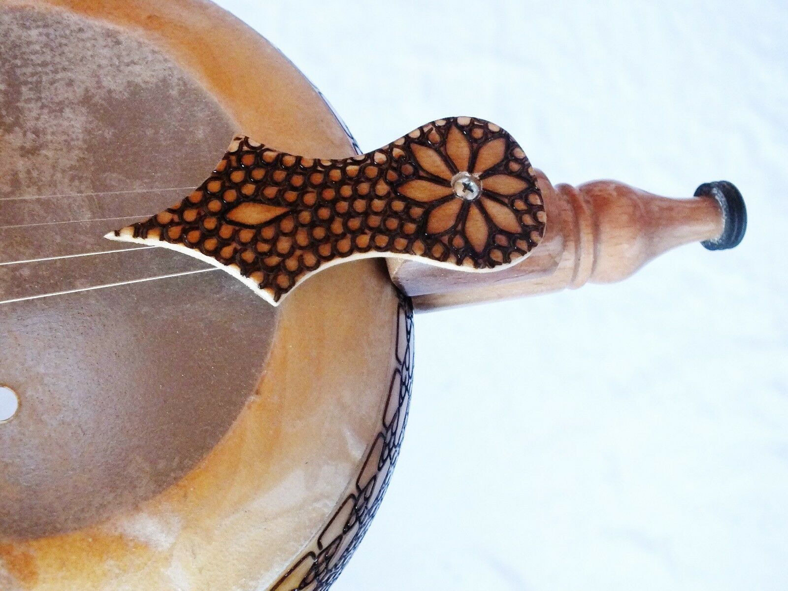 Turkish Pyrogravure Made Quality  Wooden Kemane W/ A Bow - Bag